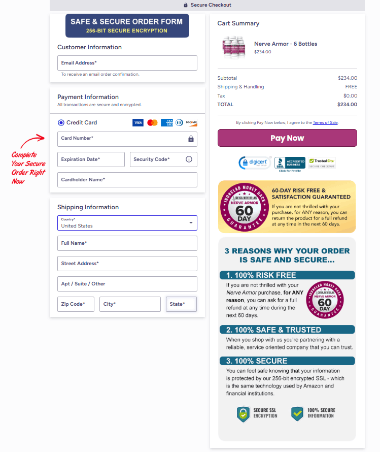 Nerve Armor Secure Order Form